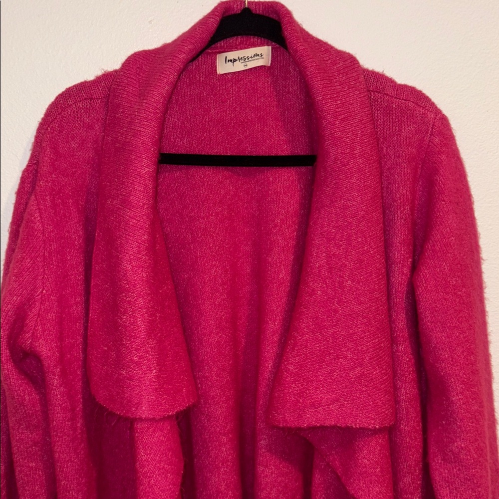 Impressions Hot Pink Cardigan FALL RETREAT CARDIGAN IN HOT PINK S/M - Picture 8 of 10